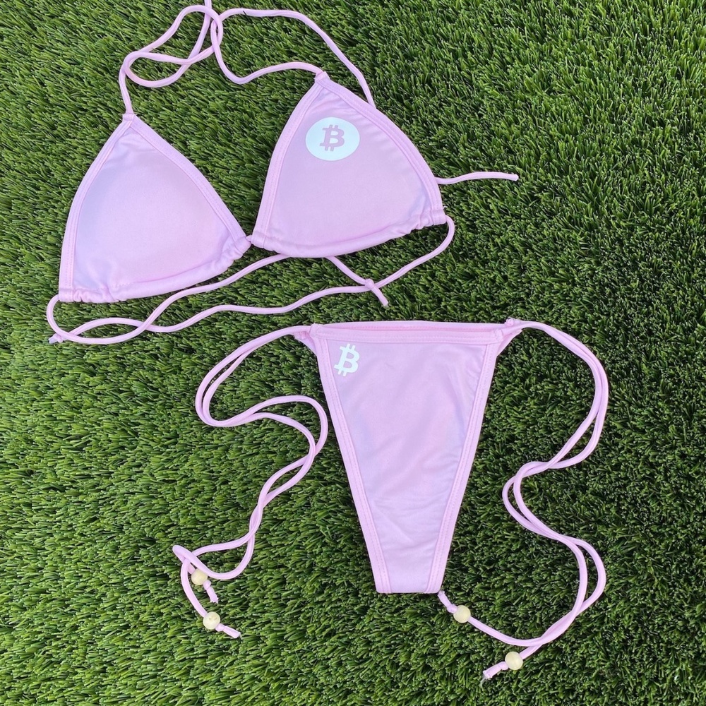 The Original Bitcoin Thong Bikini in Light Blush Pink
